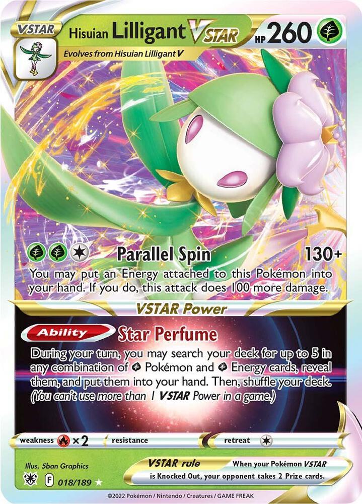 Hisuian Lilligant VSTAR 018/189 (SWSH10: Astral Radiance)  - Holofoil