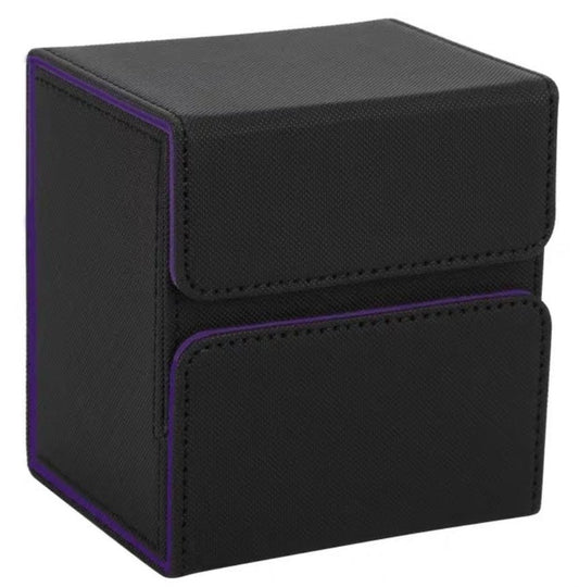 Trading Card Deck Box Storage Case - Accessories Drawer Black / Purple Lining
