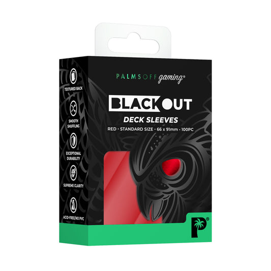 BLACKOUT Red DECK SLEEVES - 100PC - STANDARD GAMING - Palms OFF Gaming