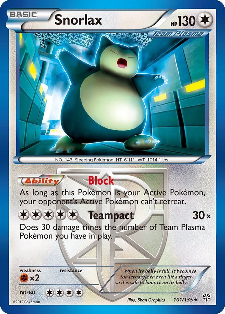 Snorlax Team Plasma 101/135 (Plasma Storm) 