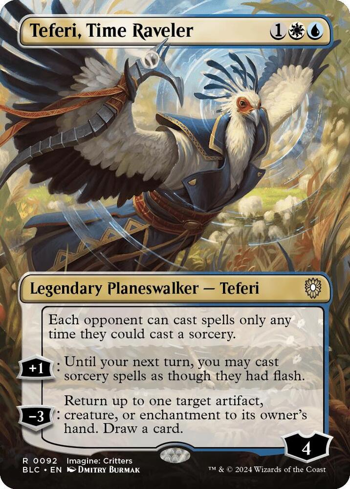 Teferi, Time Raveler 92 (Commander: Bloomburrow)  - Borderless Foil