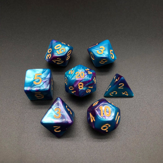MYSTERY DICE - Acrylic 7-Die Set Assorted Colours