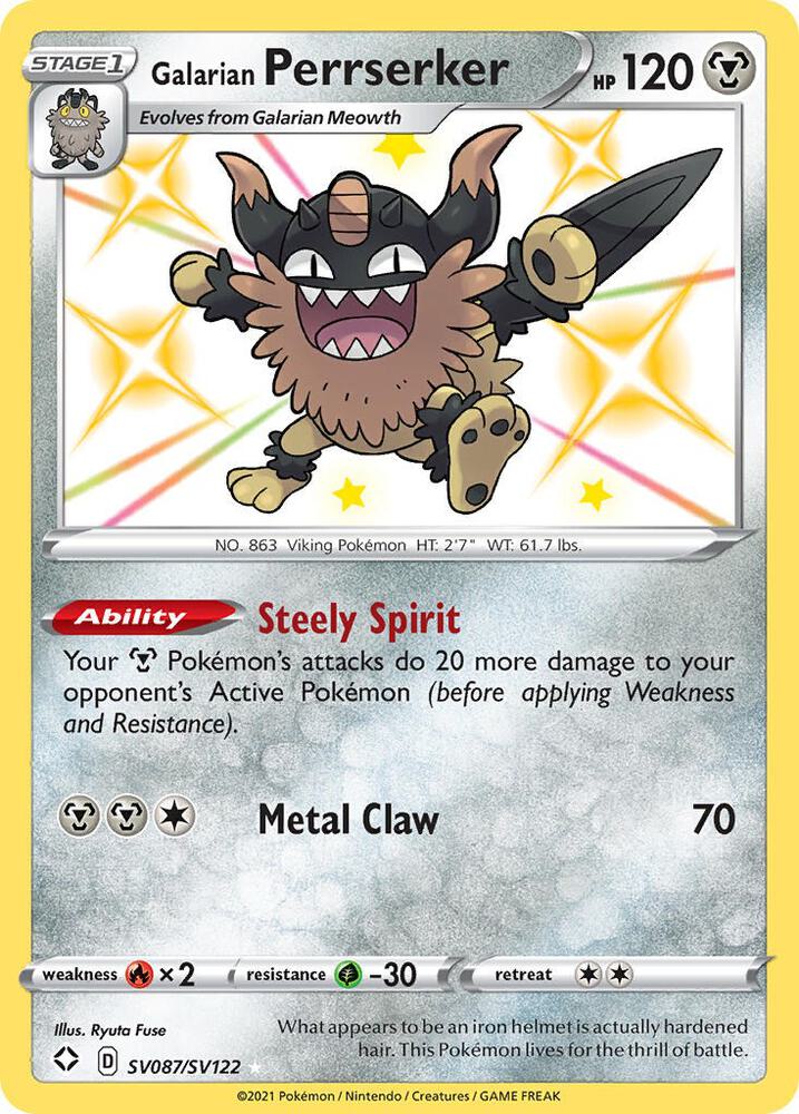 Galarian Perrserker SV087/SV122 (Shining Fates: Shiny Vault)  - Holofoil