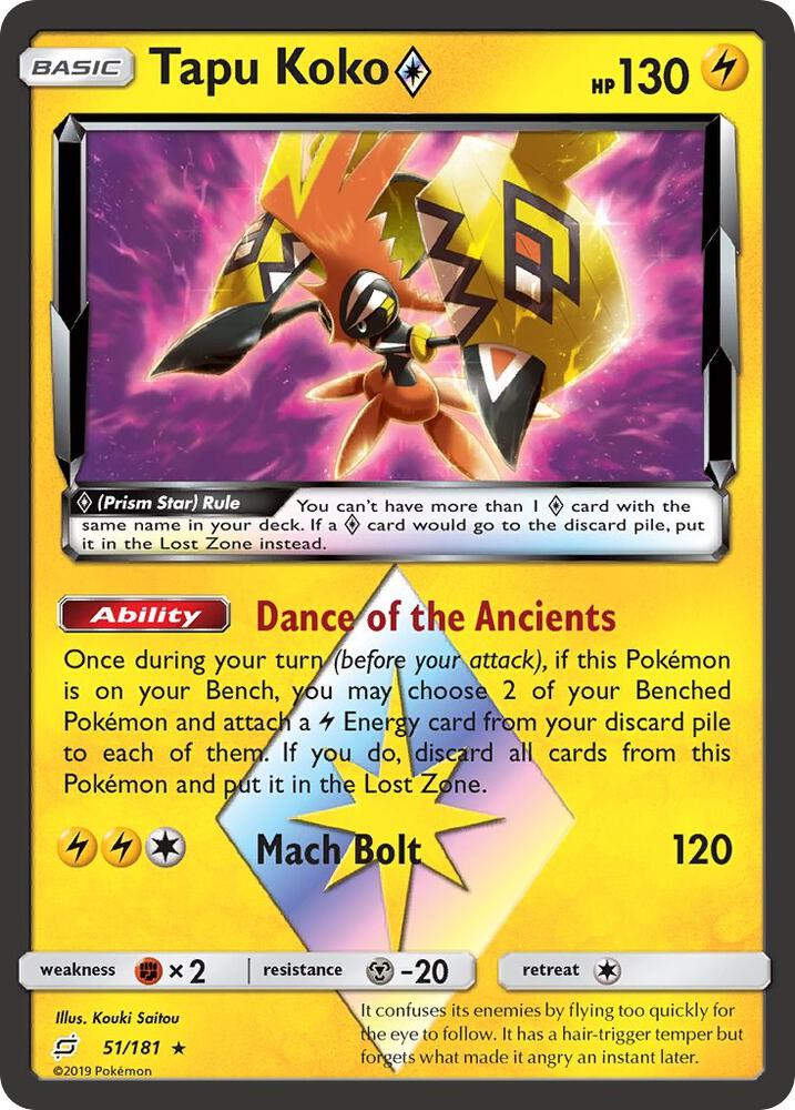 Tapu Koko Prism Star 51/181 (SM - Team Up)  - Holofoil