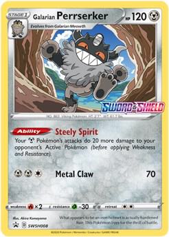 Galarian Perrserker Prerelease SWSH008 (SWSH: Sword & Shield Promo Cards)  - Holofoil