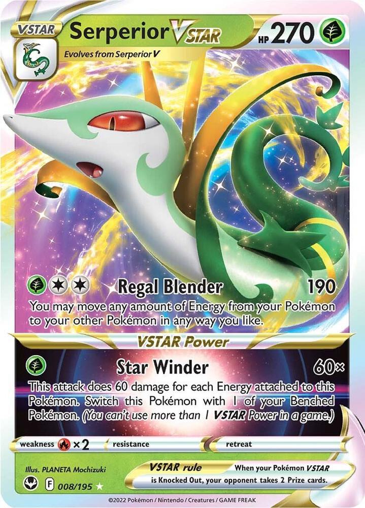 Serperior VSTAR 008/195 (SWSH12: Silver Tempest)  - Holofoil