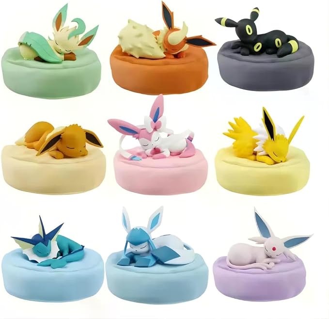 Pokemon Series Eevee & Evolutions sleeping Pose Blind Box Figure Set