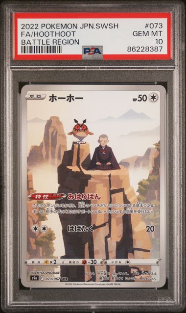 PSA 10 - HOOTHOOT #073 - SPECIAL ART RARE GRADED CARD - 2022 JAPANESE POKEMON SWSH S9a BATTLE REGION