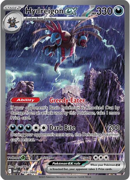 Hydreigon EX # 169/086 Ultra Rare Pokémon Card 2025 Scarlet & Violet - White Flare