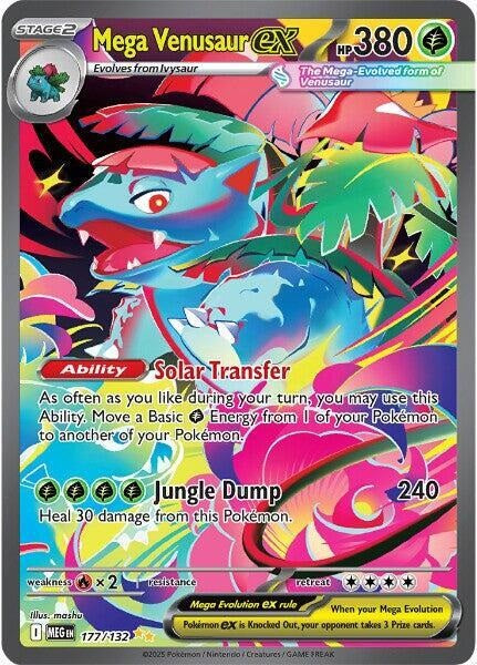 Mega Venusaur EX # 177/132 Ultra Rare Pokémon Card 2025 Mega Evolutions