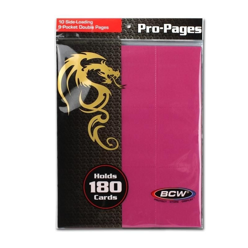 BCW Pro-Pages 18-Pocket Pages Side-Loading (10Pk)- Hot Pink