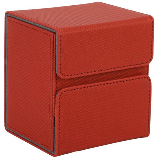 Trading Card Deck Box Storage Case - Accessories Drawer RED / Grey lining