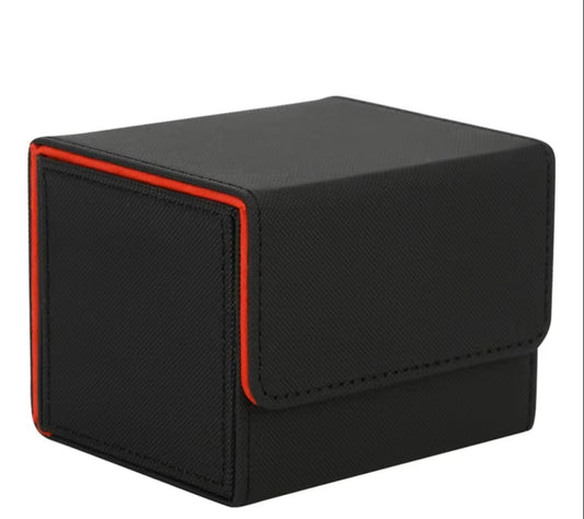 Sidewinder Horizontal Card Deck Storage Box High-grade PU Fabric Black with Red Felt Lining