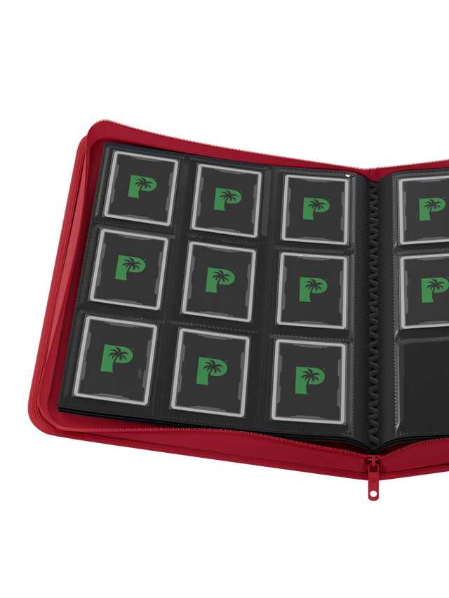 Stealth 12 pocket Zip Binder - Red - TCG Card Holder Folder - Palms Off Gaming (480 Card Slots)