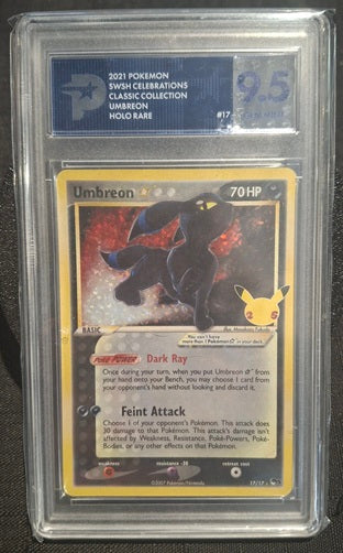 PSG 9.5 - UMBREON HOLO RARE #17 - 2021 POKEMON SWORD & SHIELD CELEBRATIONS - CLASSIC COLLECTION GRADED CARD