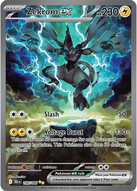 Zekrom EX # 166/086 Ultra Rare Pokémon Card 2025 Scarlet & Violet - Black Bolt